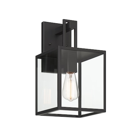 Designers Fountain Preston 14.75in 1-Light Matte Black Modern Outdoor Hardwired Wall Lantern with No Bulbs Included D297M-8EW-MB
